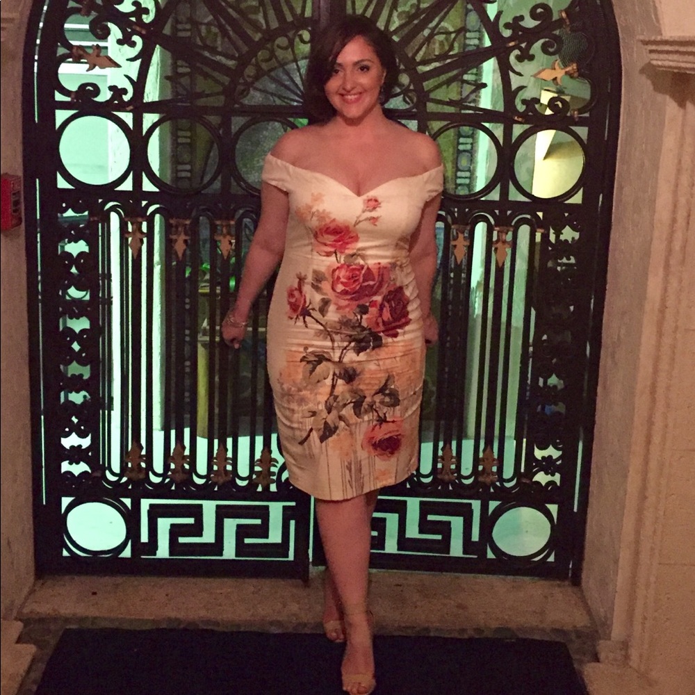 ASOS floral dress off the shoulder